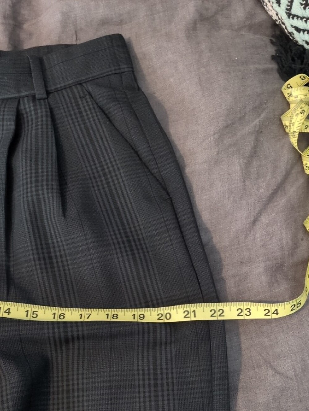 Abercrombie & Fitch Black Plaid Sloane Wide-Leg Plaid Trousers 29 - Picture 4 of 5